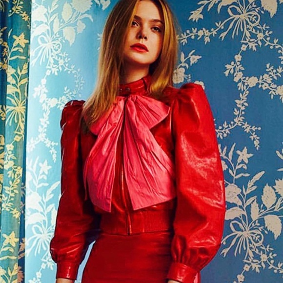 Gucci - Authentic 💥 Red Leather Gucci Jacket Pink Accent - Picture 3 of 8